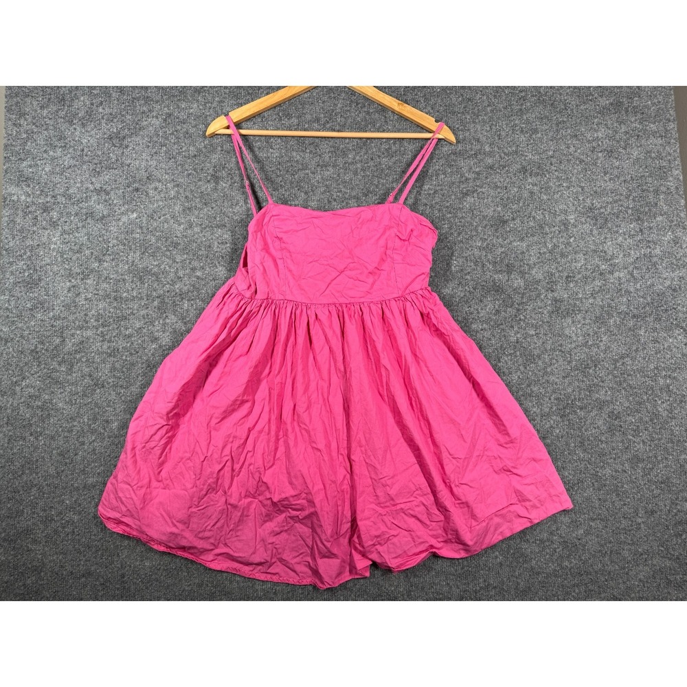 TCEC Mini Dress Womens Pink Large Bow Back Barbiecore Party Cocktail Summer Wear
